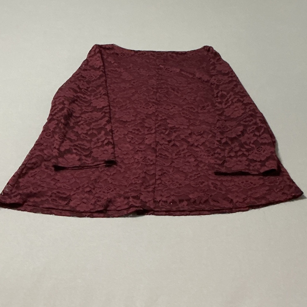 Lane Bryant Lace V-Neck Blouse in Deep Burgundy - Picture 3 of 5